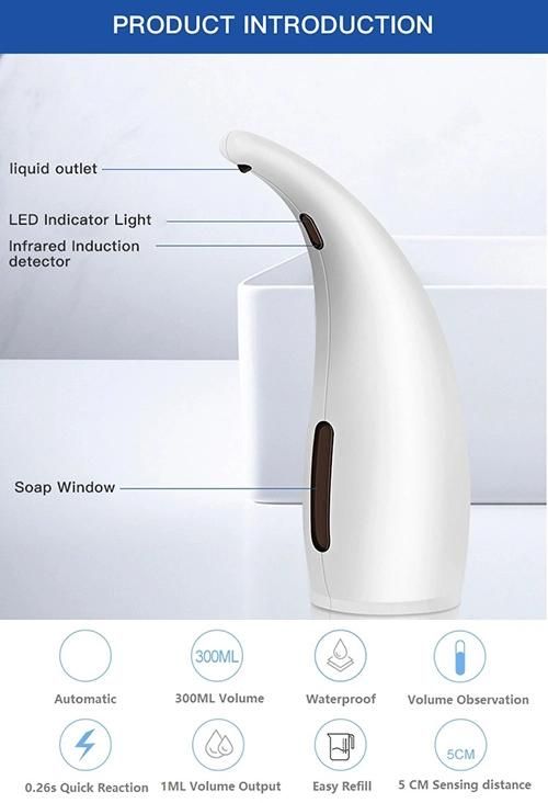 Touchless Sensor Soap Dispenser 300ml, Smart Hand Sanitizer Soap Dispenser, Restaurant Automatic Soap Dispenser, Bathroom Automatic Soap Dispenser