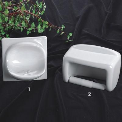 Good Bathroom Fittings Price Sanitary White Paper Holder Soap Dish Ceramic Wall Tissue Holder