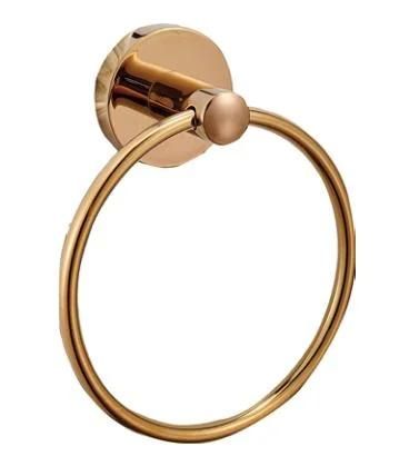 Round Base Bathroom Design 304 Stainless Steel Wall Mounted Rose Gold Bathroom Accessories Set Robe Hook Paper Holder