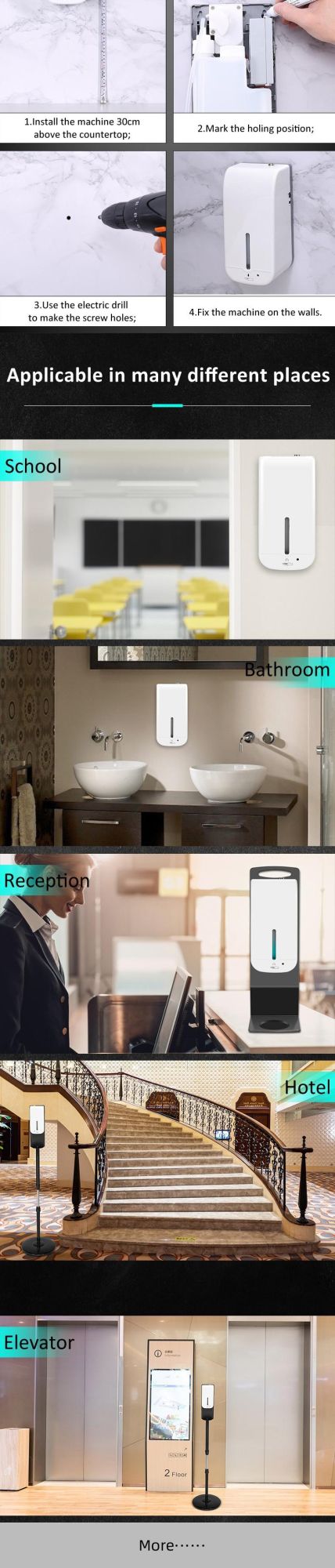 Sensor Dispenser Soap-Dispenser 1000ml Smart Induction Hands-Free Automatic Liquid Hand Sanitizer Dispenser Custom Logo