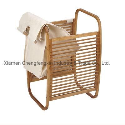 Bamboo Storage Shelf, Laundry Hamper with Dresser Sliding Cloth Fabric for Bedroom and Entryway