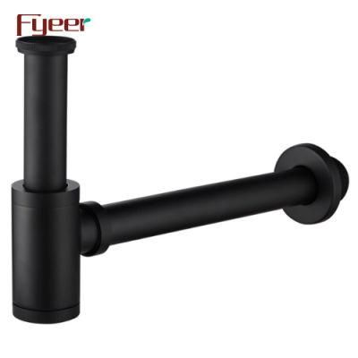 Fyeer Matt Black Brass P Trap Bottle Trap Basin Water Water Siphon Drain