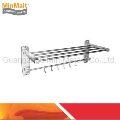 Stainless Steel Double Foldaway Towel Rack with Hook Mx-Tr08-109ah