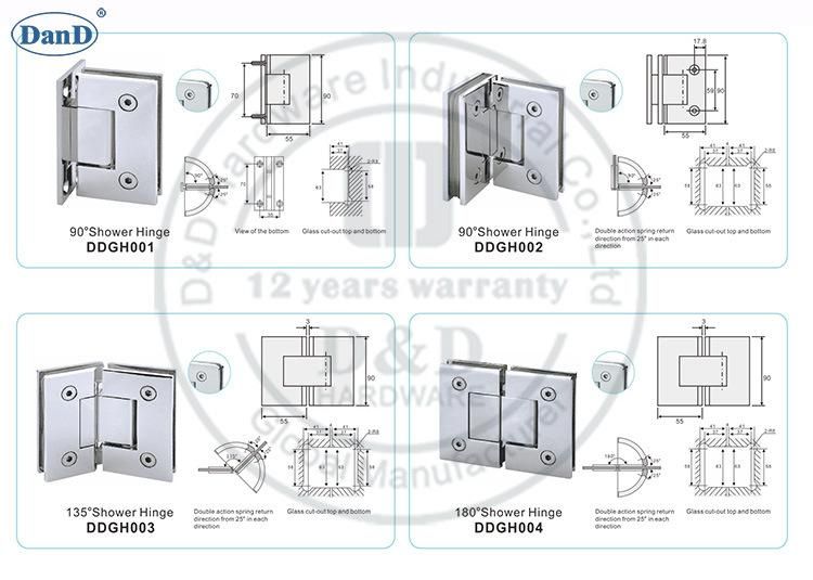 180 Degree Stainless Steel Commercial Door Bathroom Fitting Shower Hinge