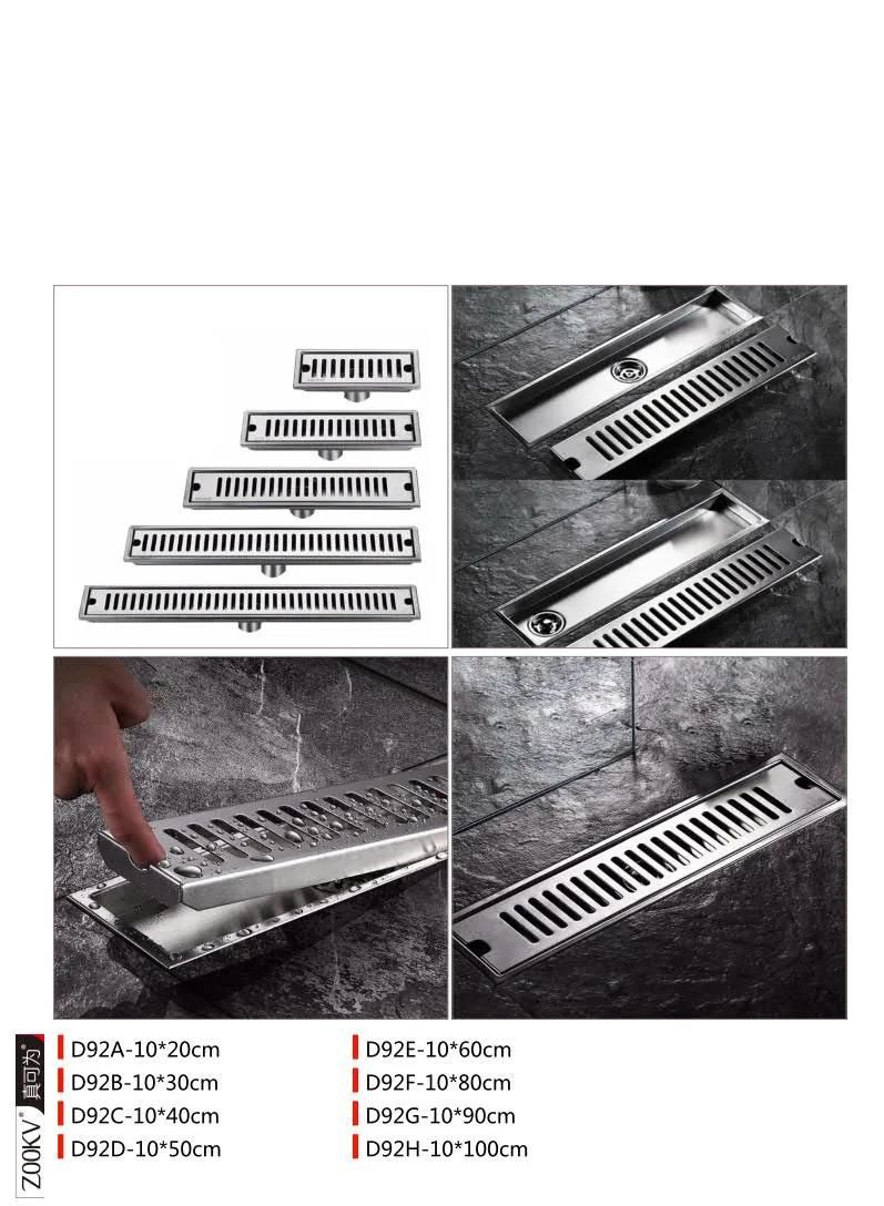 Toilet 3mm Thickness Square Stainless Steel Floor Drain Cover with Buckle Engineering Single and Double Water Seal Odorless Floor Drain