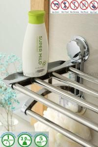 Bathroom Sanitary Stainless Steel Chromed Plated Towel Rack with Suction Cup