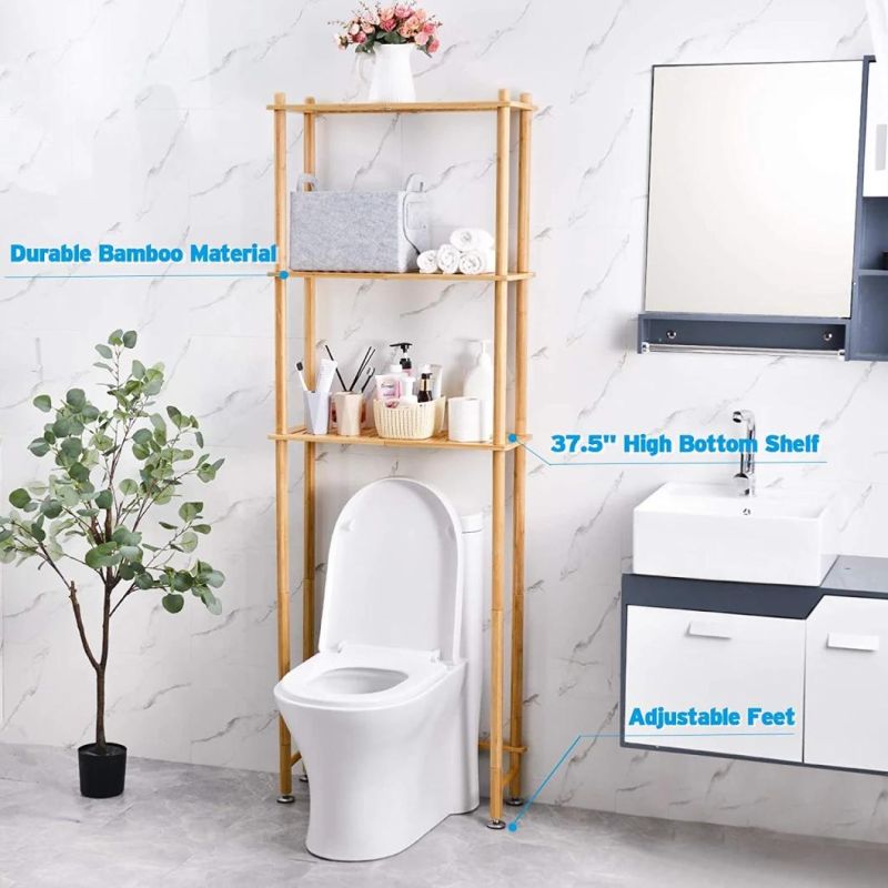 Over The Toilet Storage Rack, Bamboo Space Saver Organizer Over Toilet, 3-Tier Above Toilet Storage Shelf for Bathroom, Natural Color