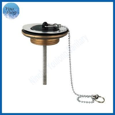 Brass Wash Basin Waste Drain with Rubber Plug Long Screw 72mm Flange