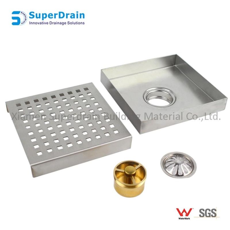 Heel Guard Square Grate Shower Floor Drain for Hotel