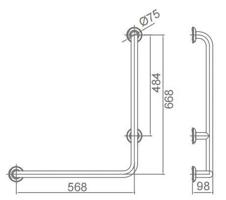 Big Sale Stainless Steel Satin Finished Left Shape Safety Grab Bar