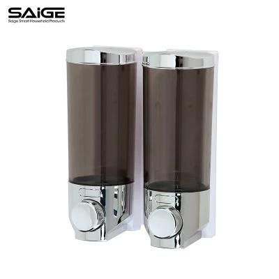 Saige Black 350ml*2 Wall Mounted Manual Plastic Hand Sanitizer Soap Dispenser