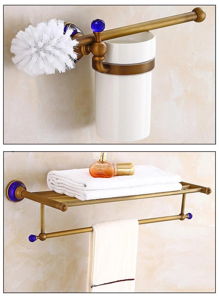 Commercial Antique Blue Marble Decorate Bath Set Hotel Wall Mounted Towel Rack
