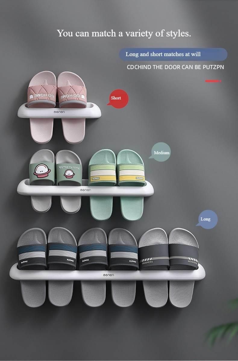 Bathroom Punching Free Wall-Mounted Slipper Storage Rack