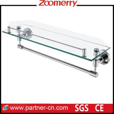 Wall Mounted Tempered Glass Bathroom Shelf with Towel Bar