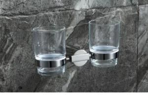 Wall-Mounted Double Tumbler Holder Stainless Steel Hotel Home Bathroom Accessories Double Cup Holder