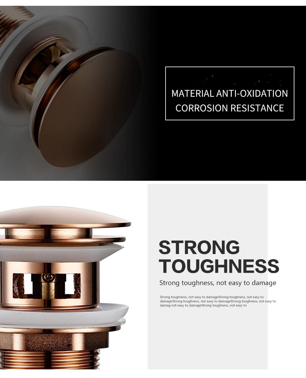 Brushed Rose Golden Basin Pop up Drainer Bathroom Drain with Overflow for
