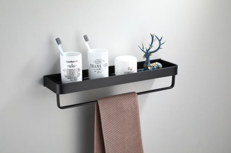 Black Aluminum Bathroom Shelf Bath Black