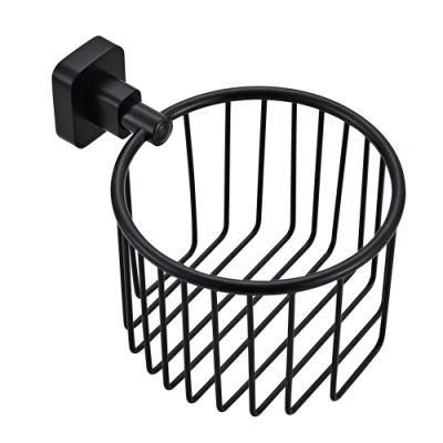 Yundoom OEM Stainless Steel Modern Square Style Wall Mounted Matte Black Toilet Paper Holder