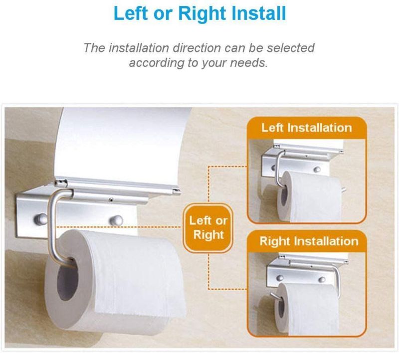 Toilet Paper Holder Wall Mounted with Phone Shelf Tray