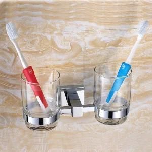 Wall Mounted Brass Double Tumbler Holder Chrome Finish 6307