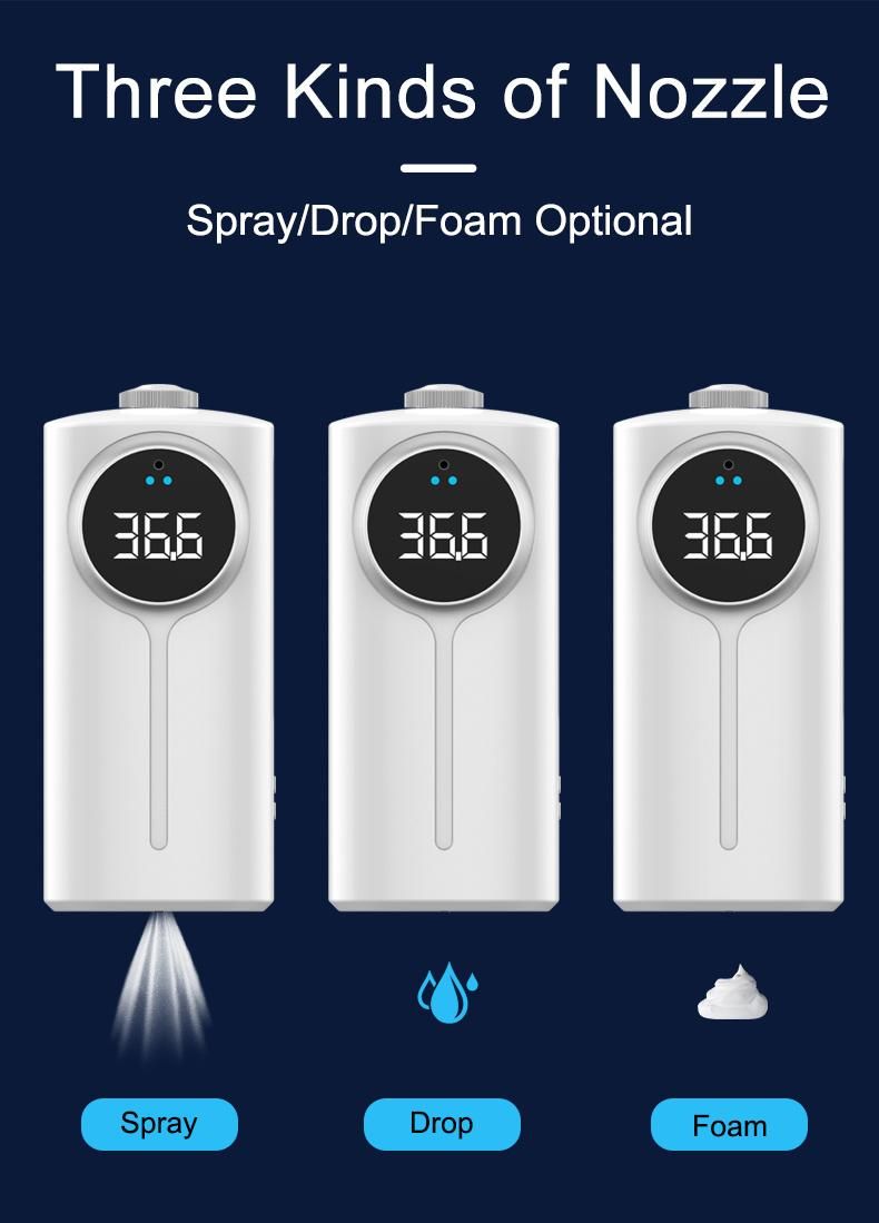 Infrared Disinfectant White Liquid Gel Foam Soap Hotel Public Place Alcohol Spray Automatic Hand Wash Sanitizer Dispenser with Thermometer