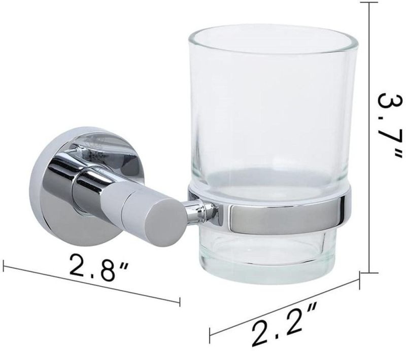 Flat Base Glass Double Toothbrush Holder with Frosted Glass Cup Set