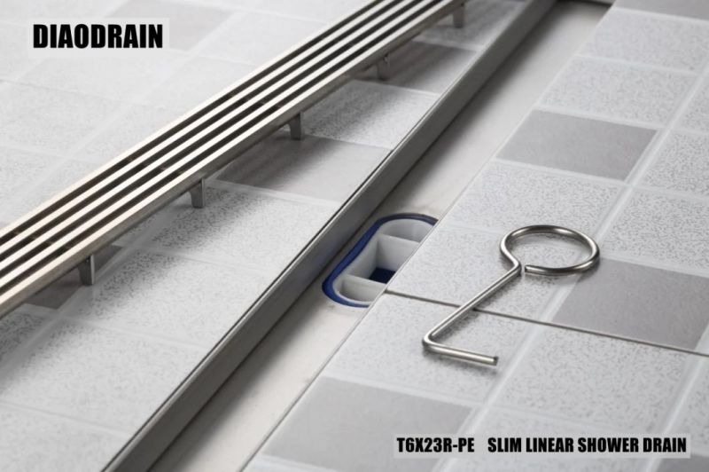 Slim Heel Guard Top Linear Shower Channel Drain with Floor Trap