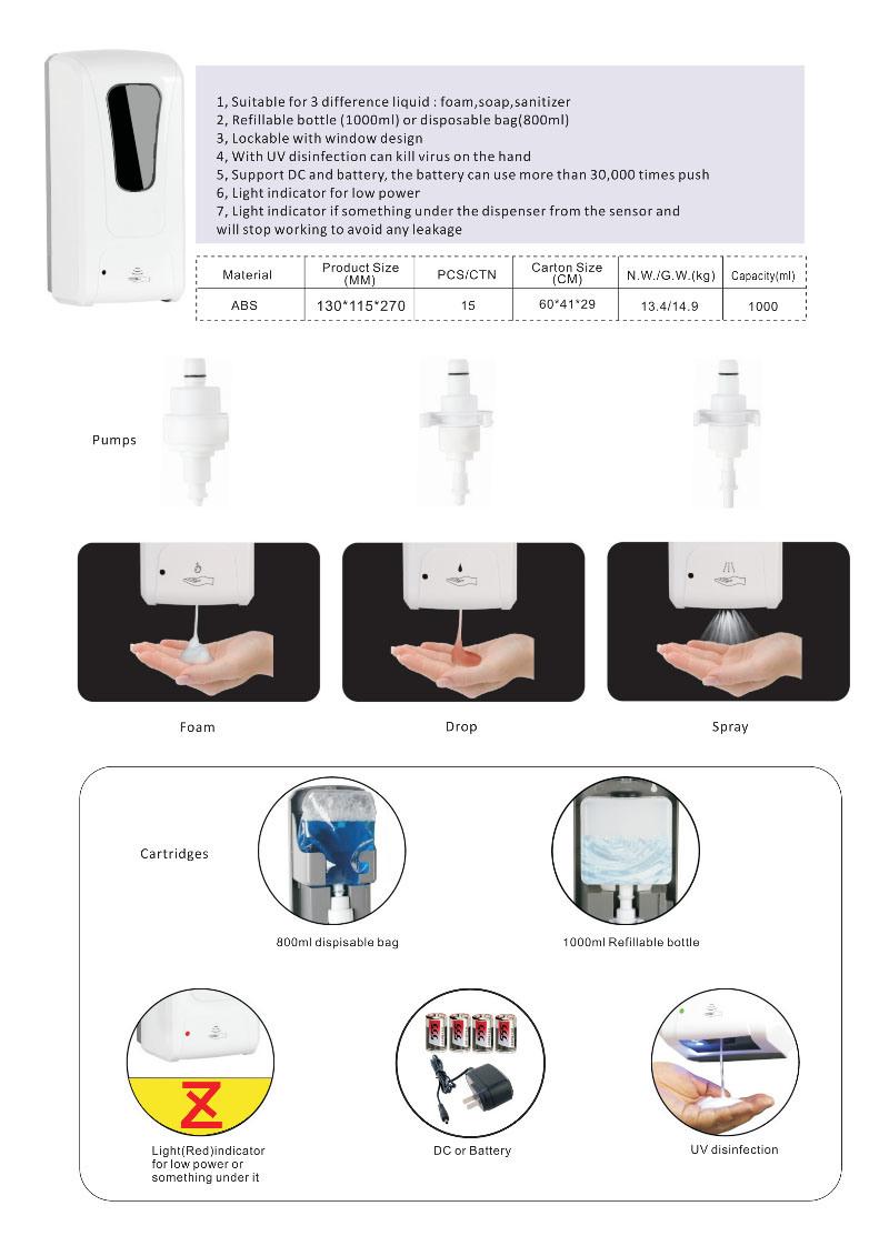 High Quality Touch Free Soap Foam Sanitary Dispenser Automatic
