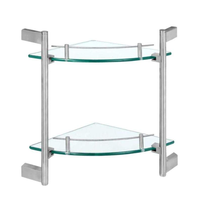 SUS34 Corner Glass Shelf for Bathroom Storage