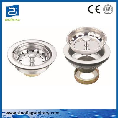 113mm Stainless Steel Body Sink Drain with Strainer Basket