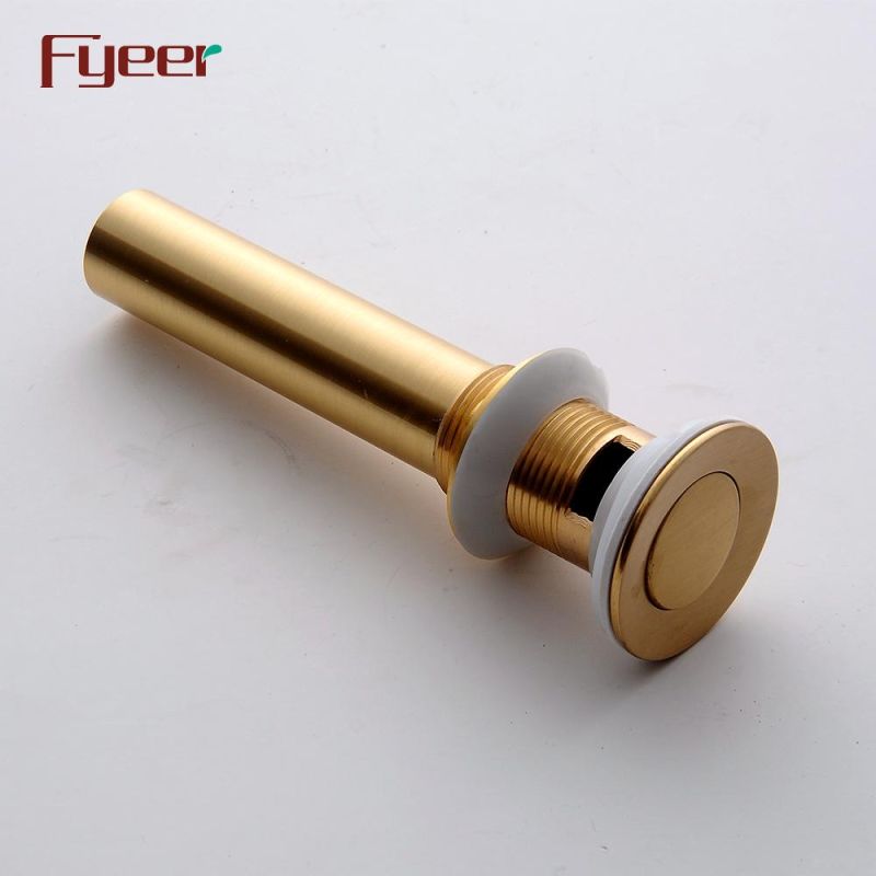 Fyeer Gold Plated Flip Tipping Basin Waste Water Drain with Overflow