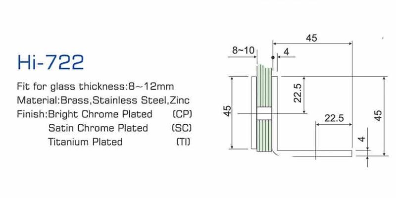Hi-722 Glass to Wall Shower Glass Clip