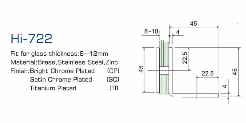 Hi-722 Glass to Wall Shower Glass Clip