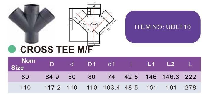 Era Yonggao Co Ltd PVC Fitting Floor Drain Cross Tee Plastic Drainage Dwv Pipes and Fittings