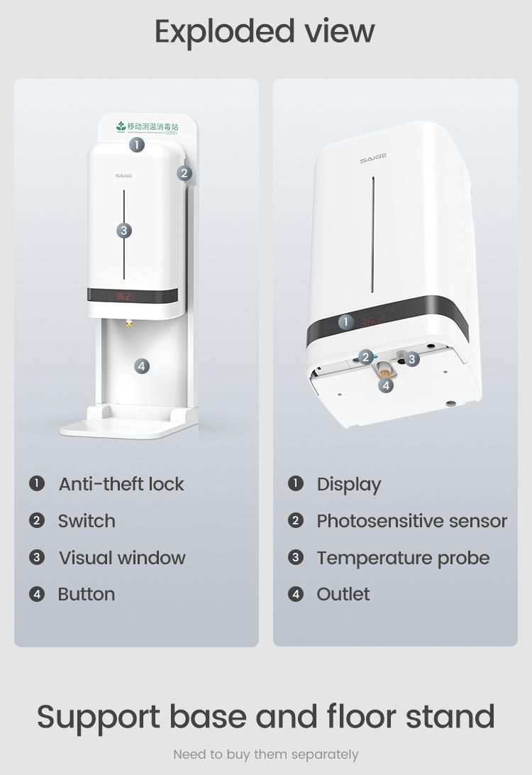 Saige 1000ml Wall Mounted Automatic Soap Dispenser with Thermometer