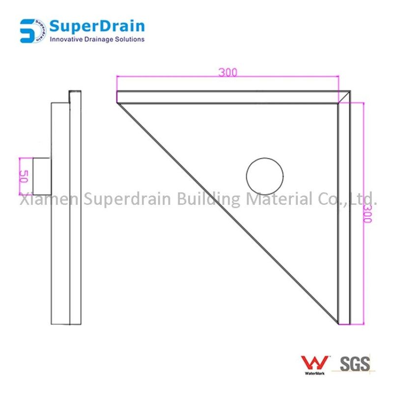 Triangle Shower Drain Side Outlet Corner Stainless Steel Triangle Floor Drain