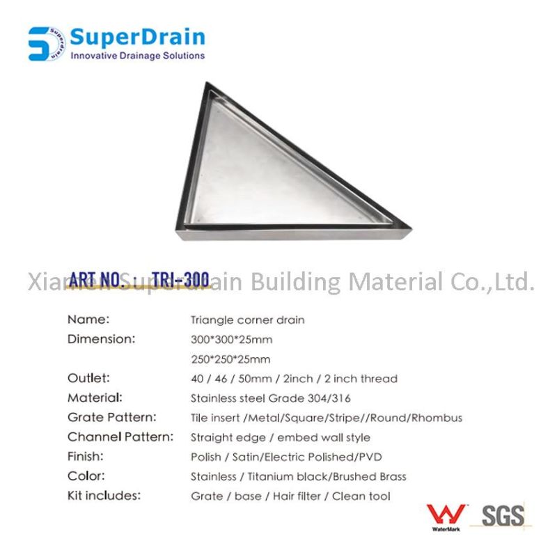 Sdrain Hot Sale Stainless Steel Triangle Corner Drainer