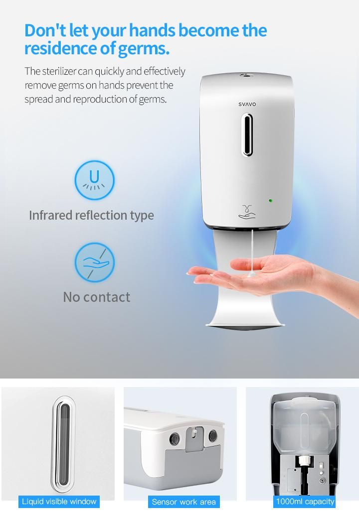 Hot Selling 1000ml Hotel Wall Mounted Touchless Automatic Hand Sanitizer Dispenser