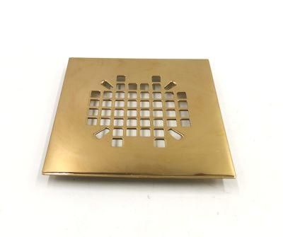 Stainless Steel 304 Brushed Gold 4&quot; Square Shower Drain