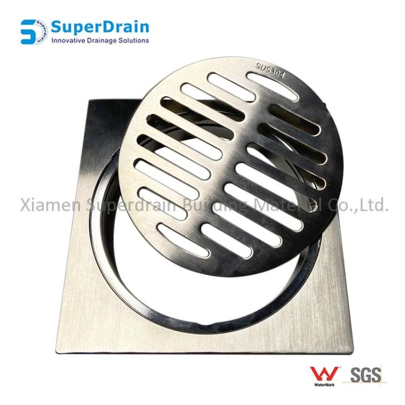 SUS 304 Tile Insert Invisible Square Shower Floor Drain