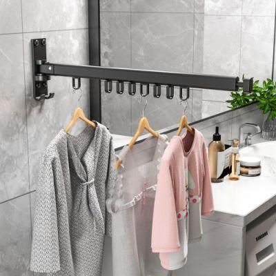 Aluminium Alloy Silver 3 Fold Indoor Outdoor Expandable Wall Mounted Cloth Drying Stand Laundry Hanger Foldable Clothes Dry Rack