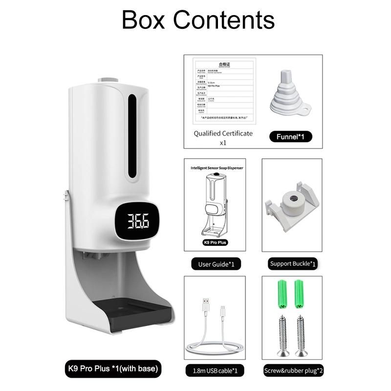 2 In1 New Touchless Automatic K9 PRO Plus Hand Sanitizer Dispenser 1000ml for School, Hospital