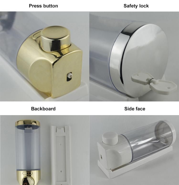 Saige 350ml*2 Hotel Bathroom Wall Mounted Plastic Manual Soap Dispenser
