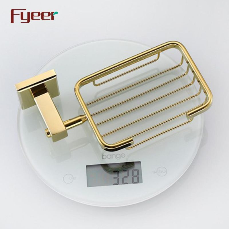 Fyeer Bathroom Accessory Golden Brass Soap Holder