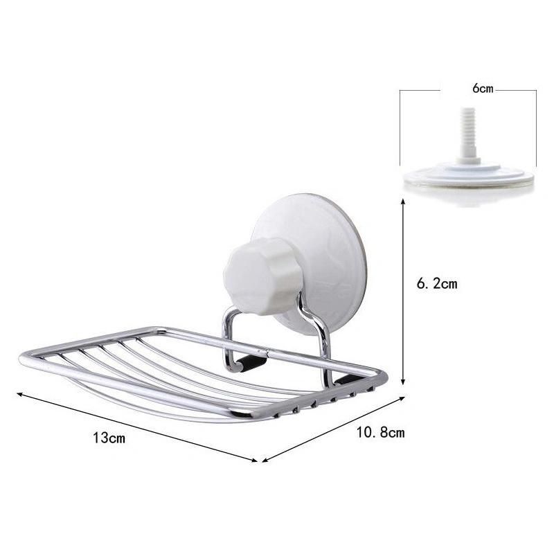 Stainless Steel Wall Mount Suction Soap Dish Bar Soap Holder Soap Box Bathroom Shower Room Kitchen Sponge Holder Soap Organizer Storage Tray Wbb12189