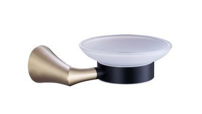 SUS304 Gold and Black Wall-Mounted Round Soap Dish Holder (NC9003-GB)