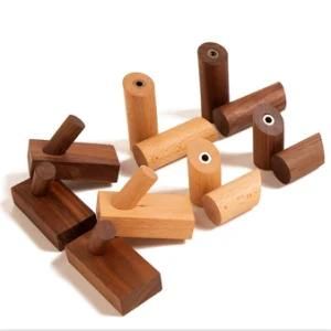 Hot Selling Natural Rustic Beech Walnut Wood Hat Robe Coat Hanger Hook