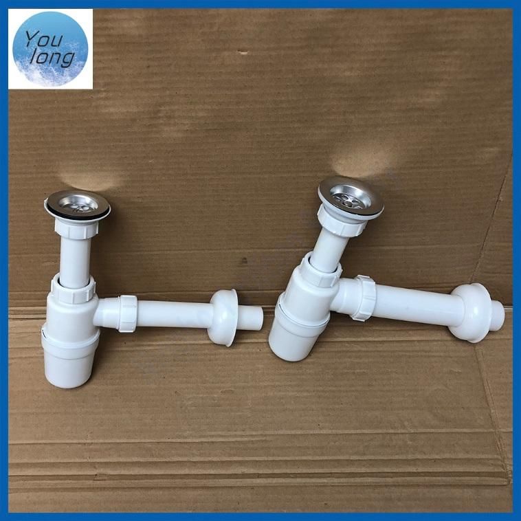 White PP Plastic Water Drain Pipe Sink Drain Hose Waste for Kitchen Lavatory Waste Sink Bottle Trap