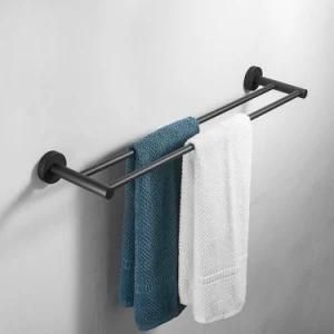 Black Double Arm Towel Holder 304 Stainless Steel Towel Bar Wall Mount Bathroom Towel Rack Hardware Accessory