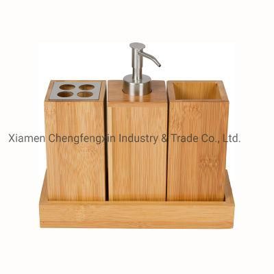 4-Piece Vanity Elegant and Bamboo Bath Accessories Set for Bedroom and Bathroom